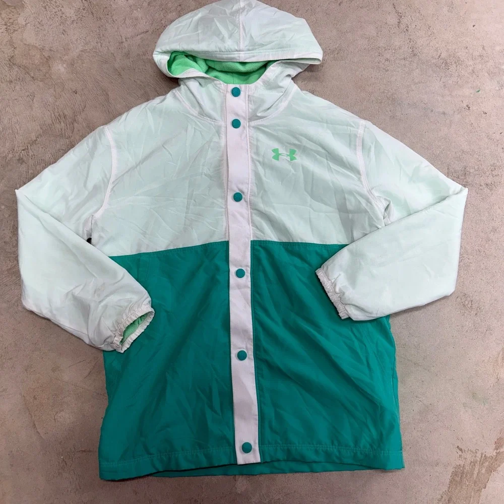 Under Armour Youth Girls Colorblock Hooded Windbreaker‎ Jacket Mint Green YMD